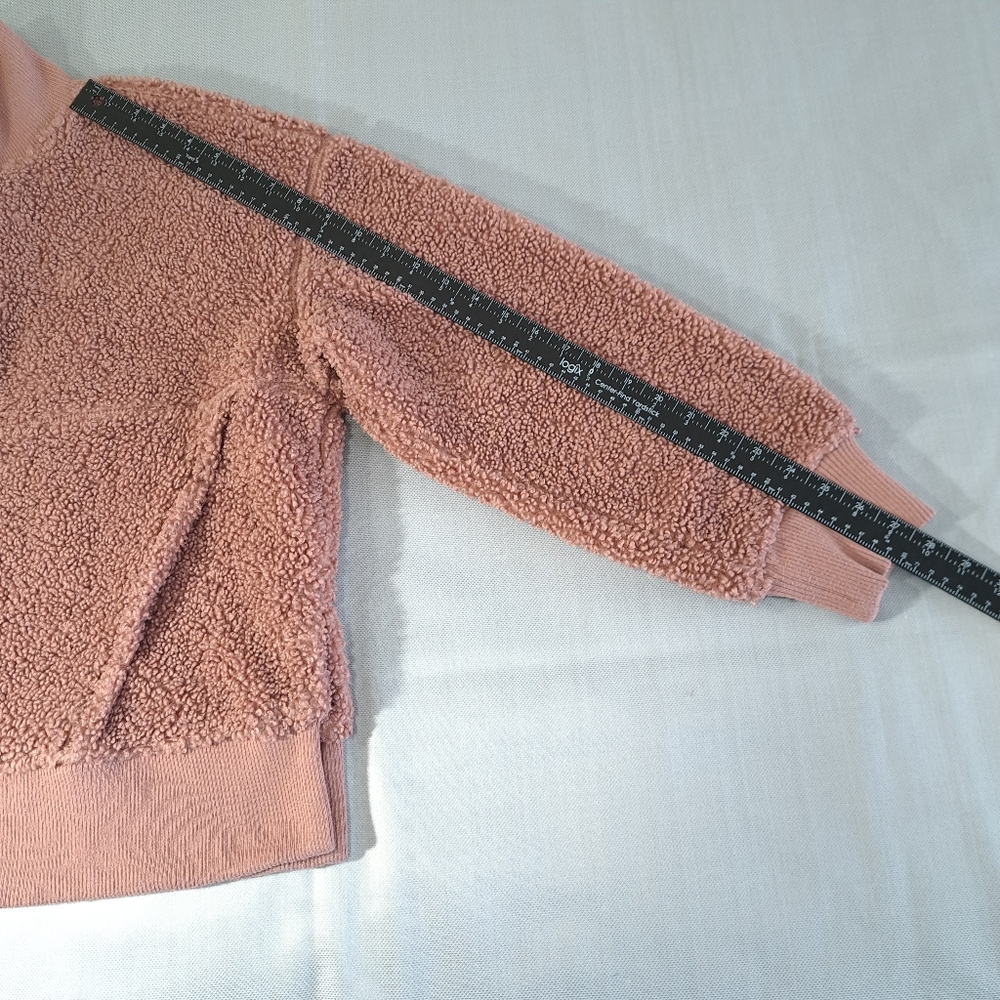 Joy Lab Women Oversized Fleece Jacket M Pullover Half Zipper Mock Neck Old Pink - Picture 13 of 16